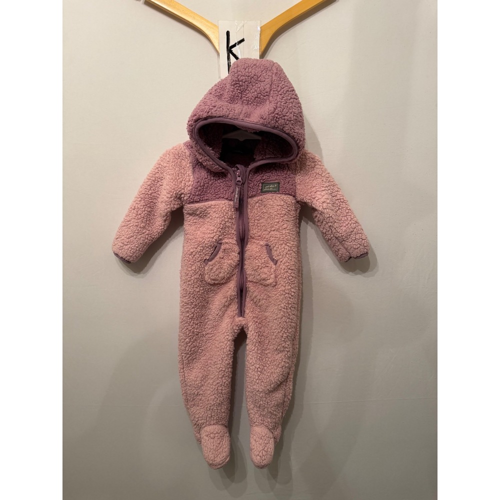Eddie Bauer Fleece Bunting Hooded Sherpa Pink Purple 6/9M